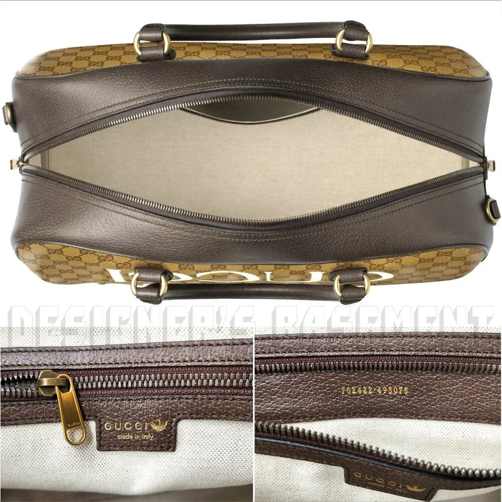 GUCCI GG Crystal Adidas X Gucci Trefoil Web Logo convertible Large Duffel Bag